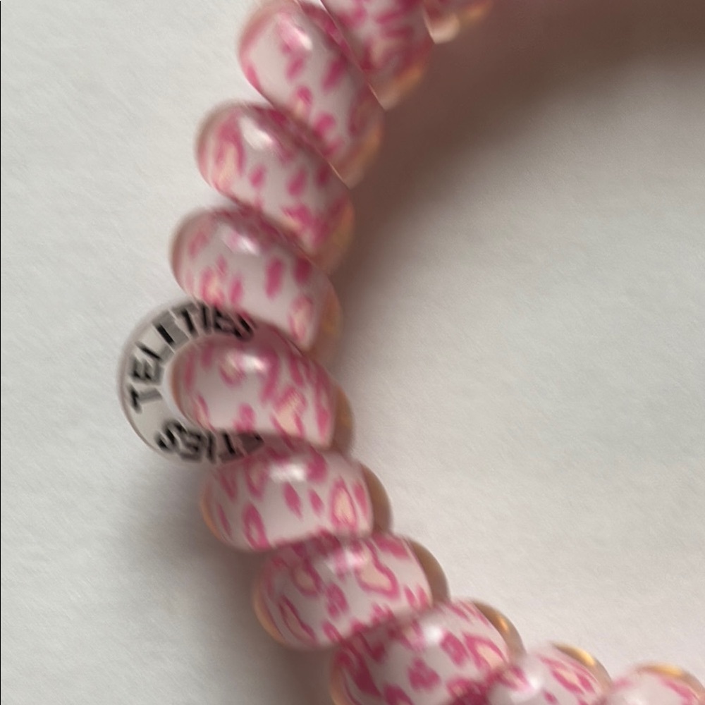 Teleties Pink and White Spiral Hair Ties - Picture 2 of 7